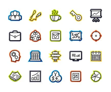 Outline icons thin flat design, modern line stroke style Stock Illustration