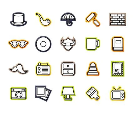 Outline icons thin flat design, modern line stroke style Stock Illustration