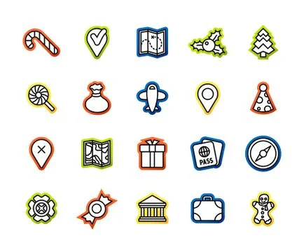 Outline icons thin flat design, modern line stroke style Illustrazione stock