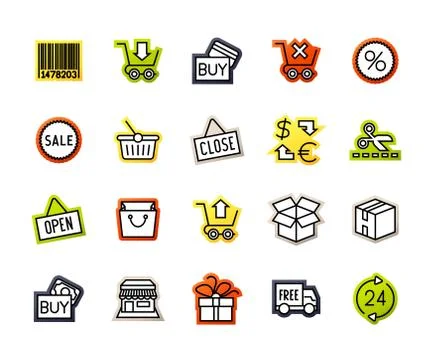 Outline icons thin flat design, modern line stroke style Stock-Illustration