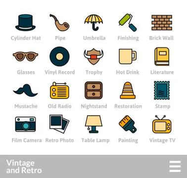 Outline icons thin flat design, modern line stroke style Stock Illustration