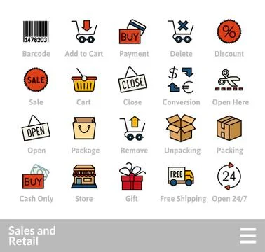 Outline icons thin flat design, modern line stroke style Stock Illustration