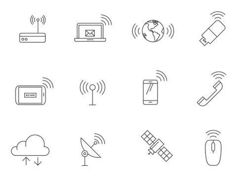 Outline Icons - Wireless Stock Illustration