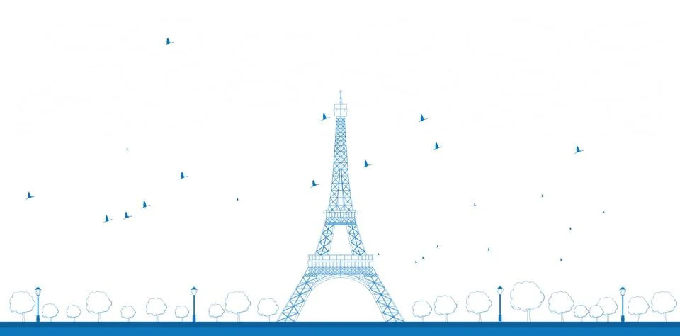 Outline illustration of Eiffel Tower Illustrazione stock