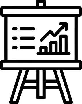 Outline illustration of a presentation board displaying a business growth c.. Illustrazione stock