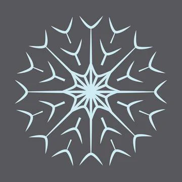 The outline image of an abstract openwork snowflake on a gray background in a Stock Illustration