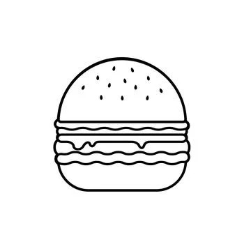 Outline image of a burger. Vector illustration. Stock Illustration