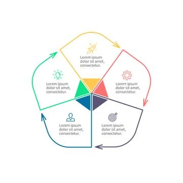 Outline infographic element with arrows Stock Illustration