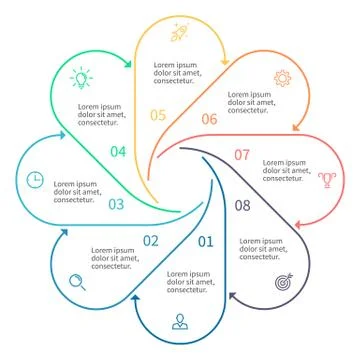 Outline infographic element with arrows Stock Illustration