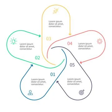 Outline infographic element with arrows Stock Illustration