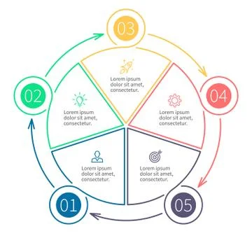 Outline infographic pie chart Stock Illustration