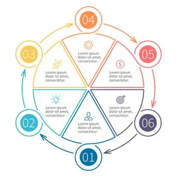 Outline infographic pie chart Stock Illustration