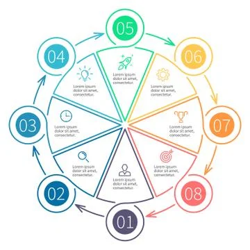 Outline infographics, pie chart Stock Illustration