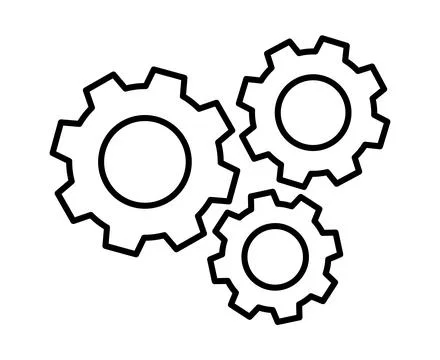 Outline of Interconnected Gears Representing Mechanical Engineering Concepts Stock Illustration