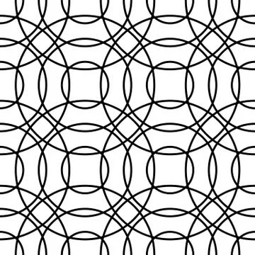 Outline of interlocking circles. Seamlessly repeatable pattern. Vector art. イラスト素材