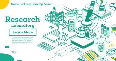 Outline Isometric Research Laboratory. Bacteriological Analysis. Stock Illustration
