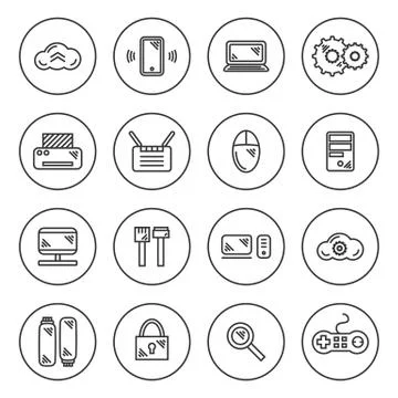 Outline IT icon set Stock Illustration