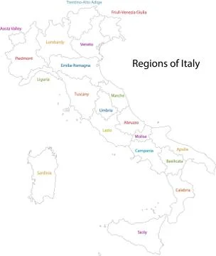 Outline Italy map Stock Illustration