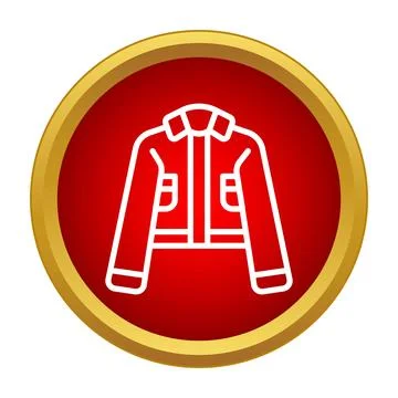 Outline jacket icon button up red circle 스톡 일러스트
