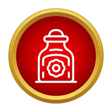 Outline jar icon on red circle background Stock Illustration
