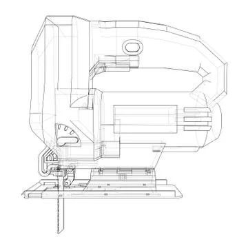 Outline Jig saw. Vector Stock Illustration