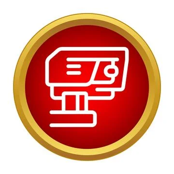 Outline jigsaw tool icon on red background Stock Illustration