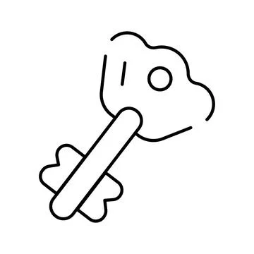 Outline key access solution line icon concept Illustration