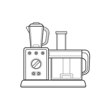 Outline kitchen food processor illustration. Stock Illustration