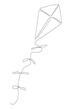 Outline kite vector one line continuous drawing illustration. Hand drawn li.. Stock Illustration