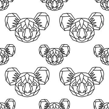 Outline Koala Seamless pattern. Hand drawn line art style vector illustration is Stock Illustration