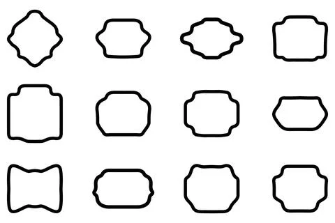 Outline label frame icon set Stock Illustration