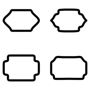 Outline label frame icon set Stock Illustration