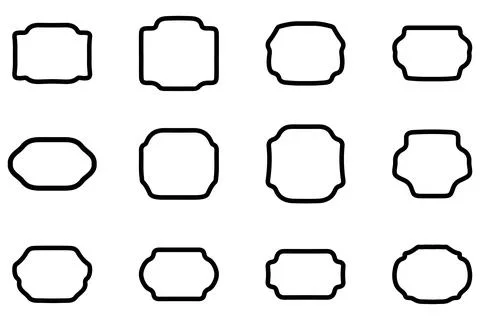 Outline label frame icon set Stock Illustration