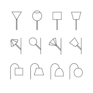 Outline Lamp Set Stock Illustration