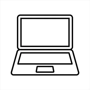 Outline laptop computer icon 8K ultra quality image ratio with computer Illustrazione stock