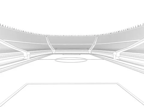 Outline of a large stadium from black lines isolated on a white background. Stock Illustration