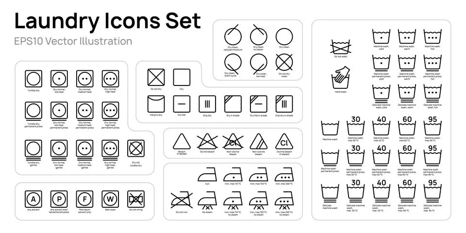 Outline laundry icons set vector illustration design. Stock Illustration