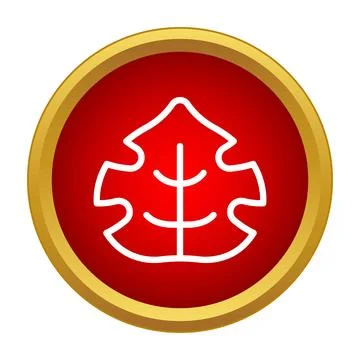 Outline leaf icon with a red circle background Stock Illustration