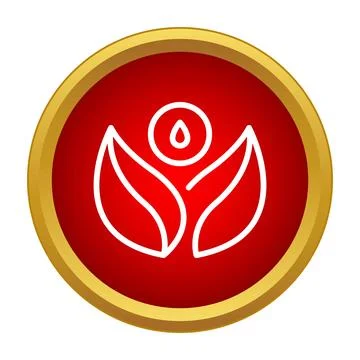 Outline leaf icon with water drop depicting nature Illustrazione stock