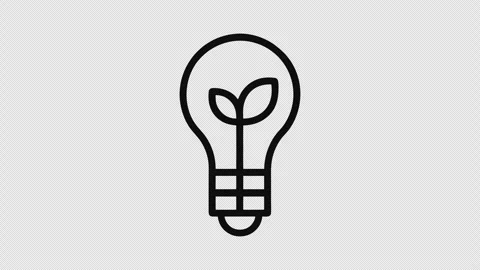Outline Light Bulb and Leaf Animation with Path Reveal on Transparent Background Vidéo 337652079