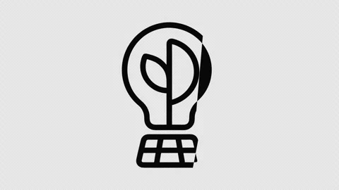 Outline Light Bulb and Leaf Animation with Path Reveal on Transparent Background Vidéo 337652125