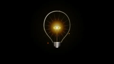 Outline of a light bulb with a bright yellow glowing center and subtle ligh.. 動画素材 335826313