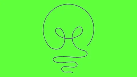 Outline Light Bulb Line Animation on Green Screen Video stock 322103959