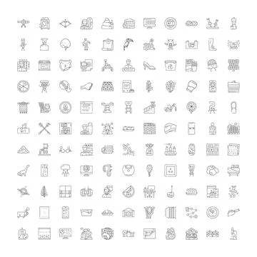 Outline line icon collection set, thin vector symbols Stock Illustration