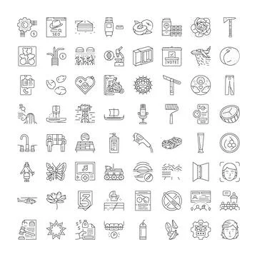 Outline line icon set for web and design Illustrazione stock