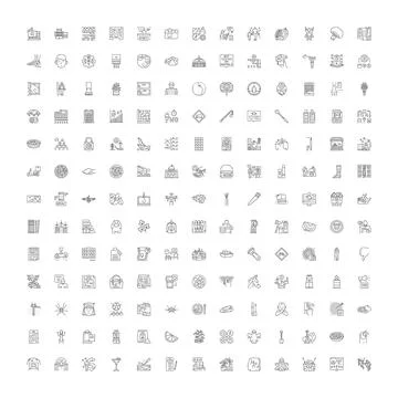 Outline line icons set presenting diverse concepts Stock Illustration