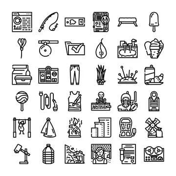 Outline line icons set vector collection design 스톡 일러스트