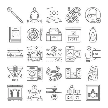 Outline line icons set vector collection concept 스톡 일러스트