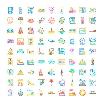 Outline line icons set for web design Illustrazione stock