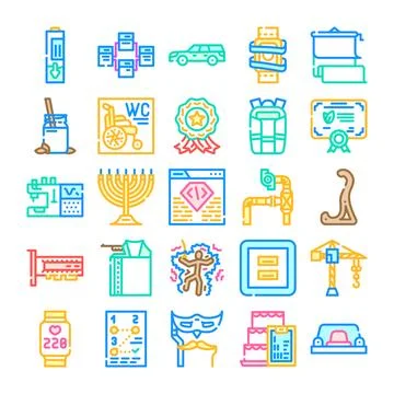 Outline line modern icon vector collection set Stock Illustration